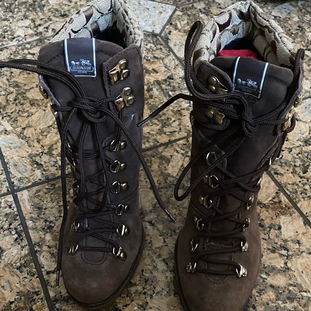 Coach “Carrol” Signature suede/leather  Boots 8.5.